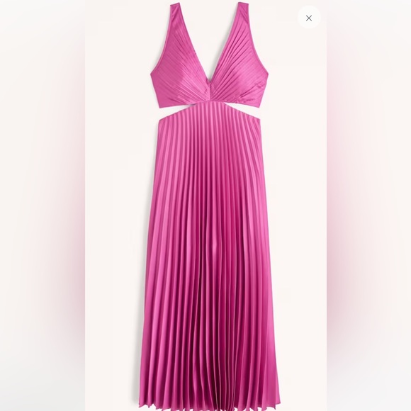 Abercrombie - Satin Pleated Cutout Maxi Dress - Picture 1 of 9